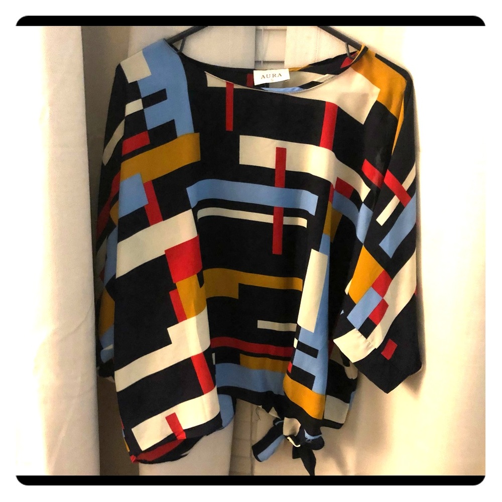 dolman sleeve adorable mixed print Top